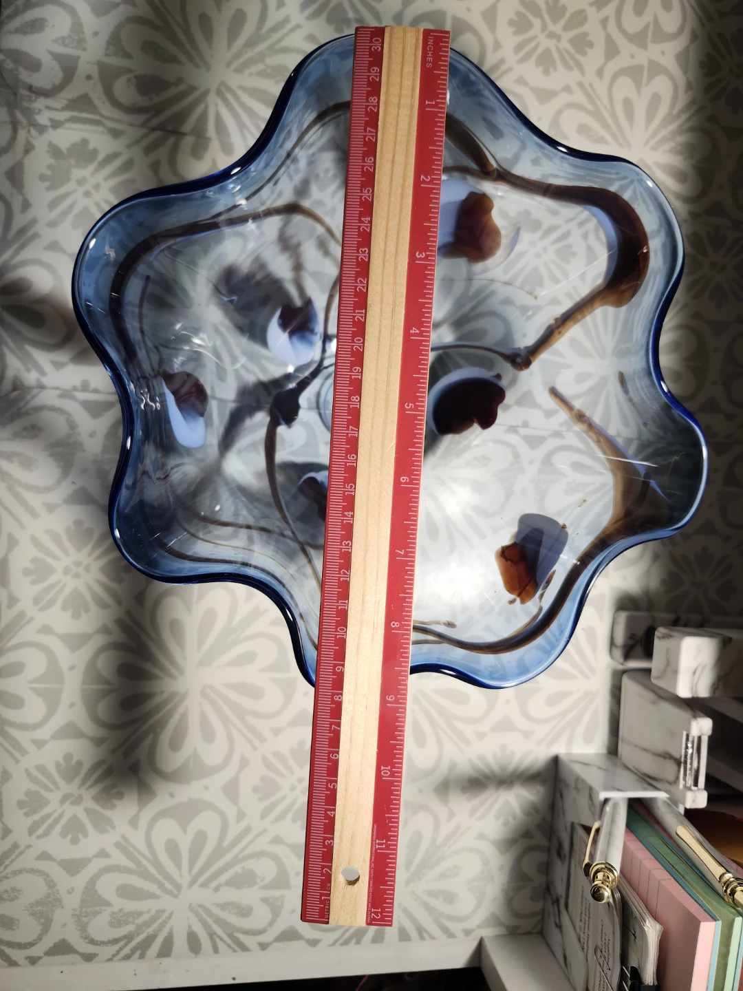 Decorative Blue Hand Blown Glass Bowl - photo 5