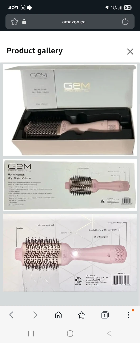 Aiko Pro GEM Hot Air Styling Brush - Baby Pink - photo 2