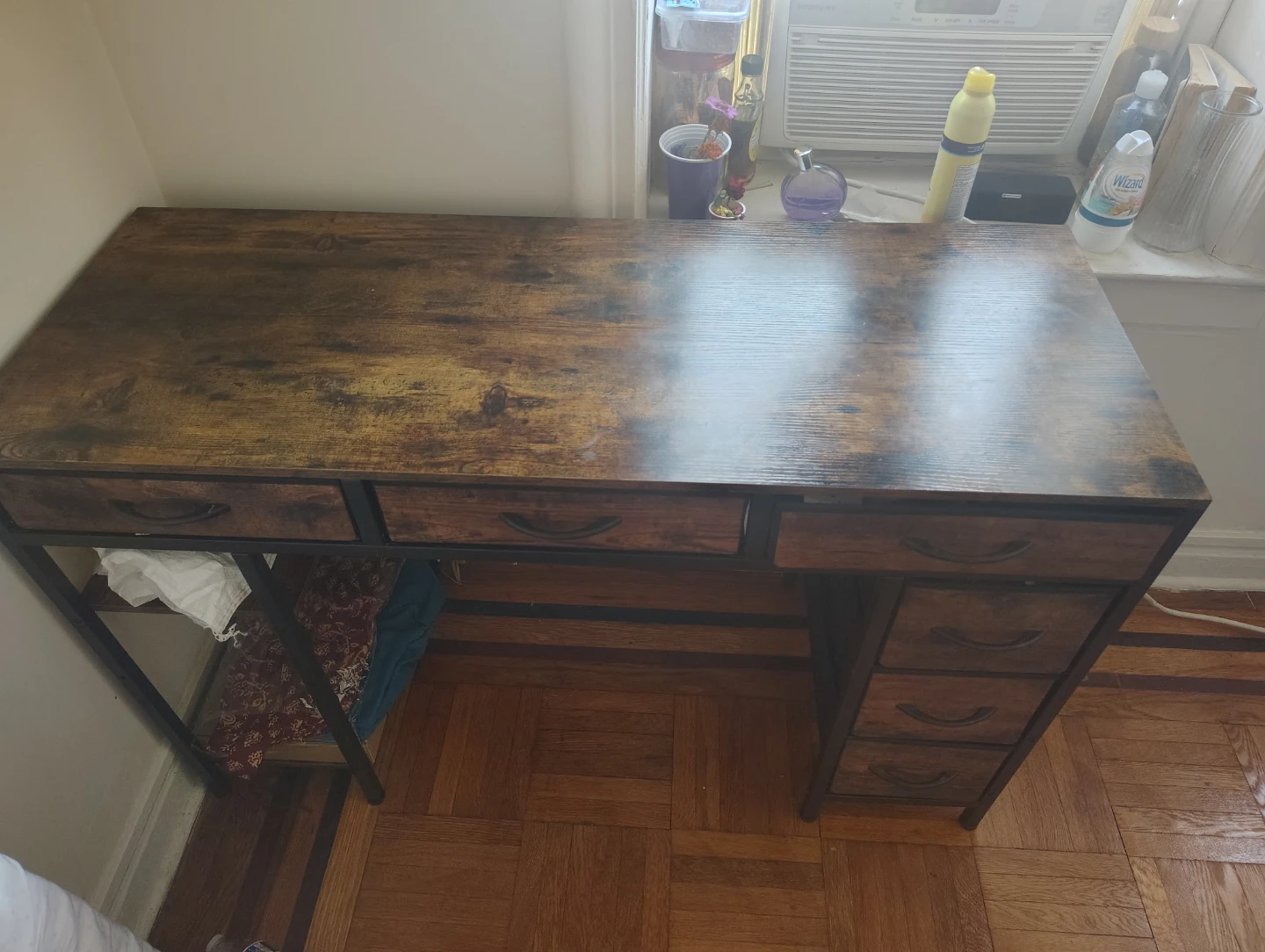 Huuger Computer Desk with 6 Drawers - Rustic Brown - photo 2
