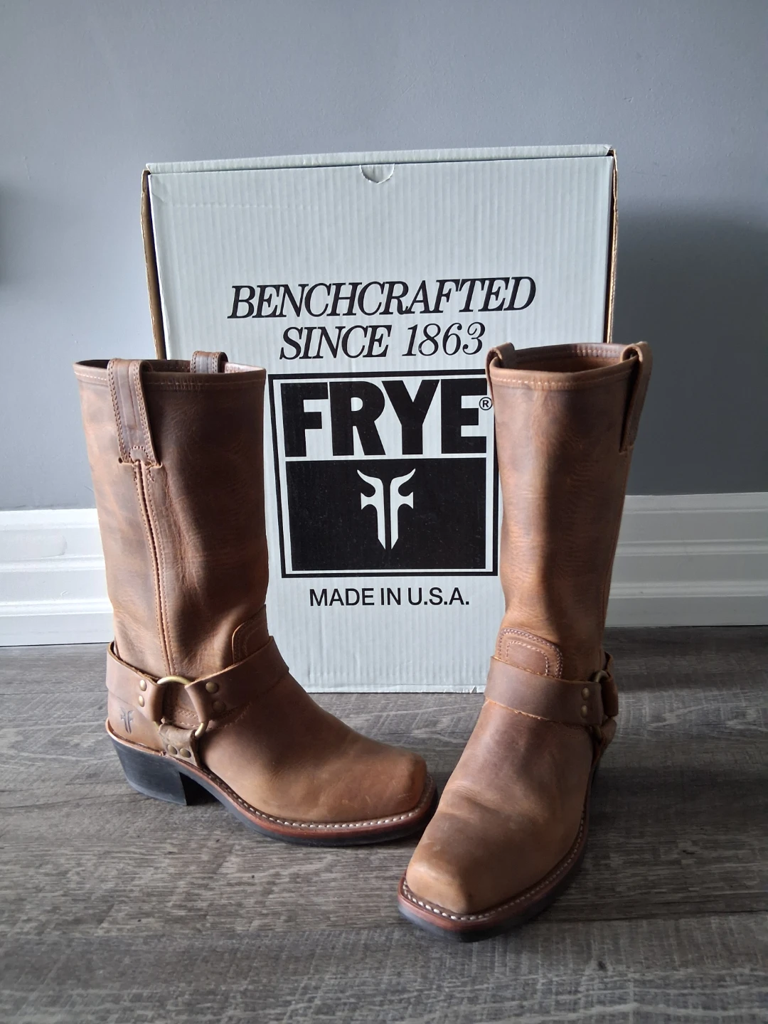 Like-New Frye Harness Boots (12R) – Made in USA – Must See!