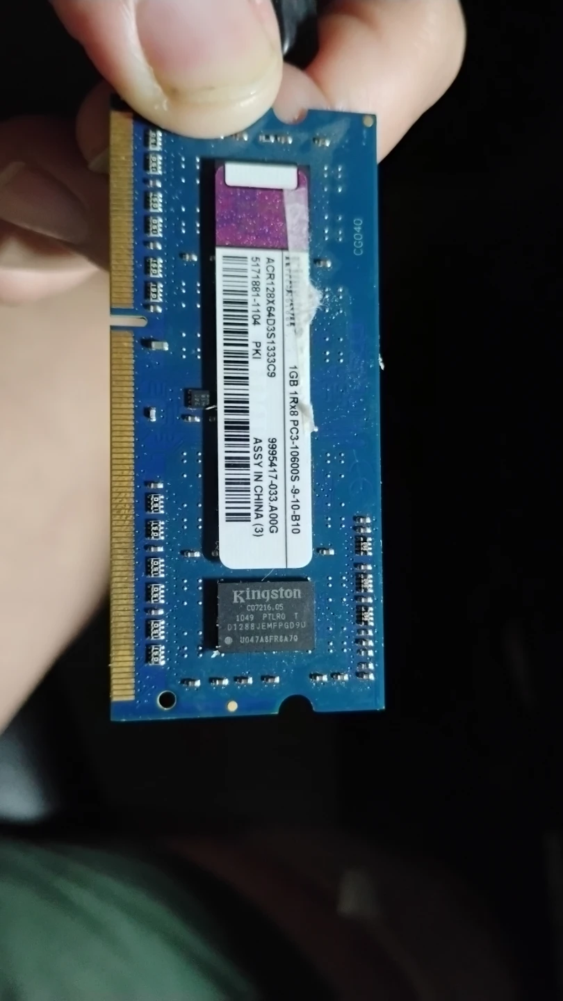 Kingston 1GB DDR3 Laptop RAM (PC3-10600S) – Genuine OEM Memory