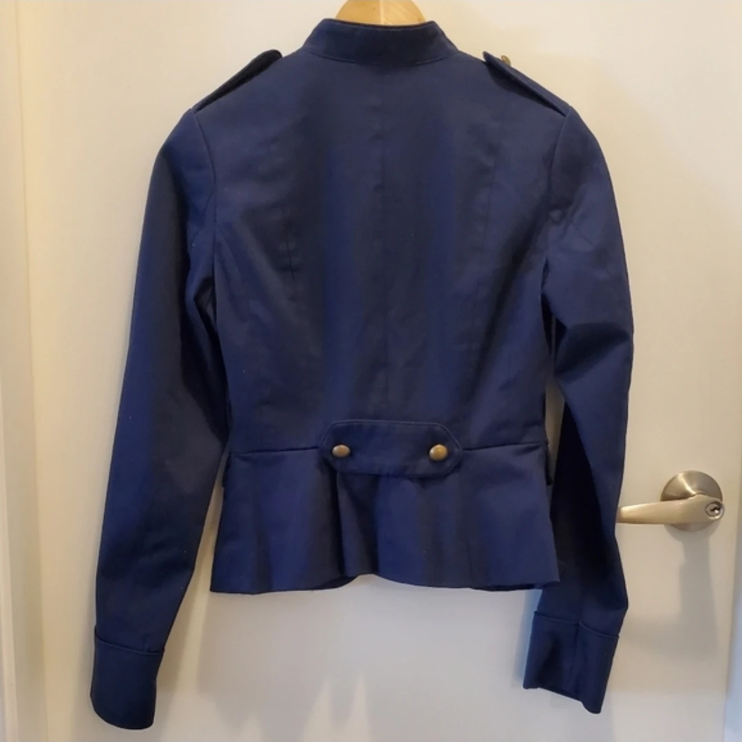 H&M Navy Blue Military Style Jacket Size 4 - photo 2