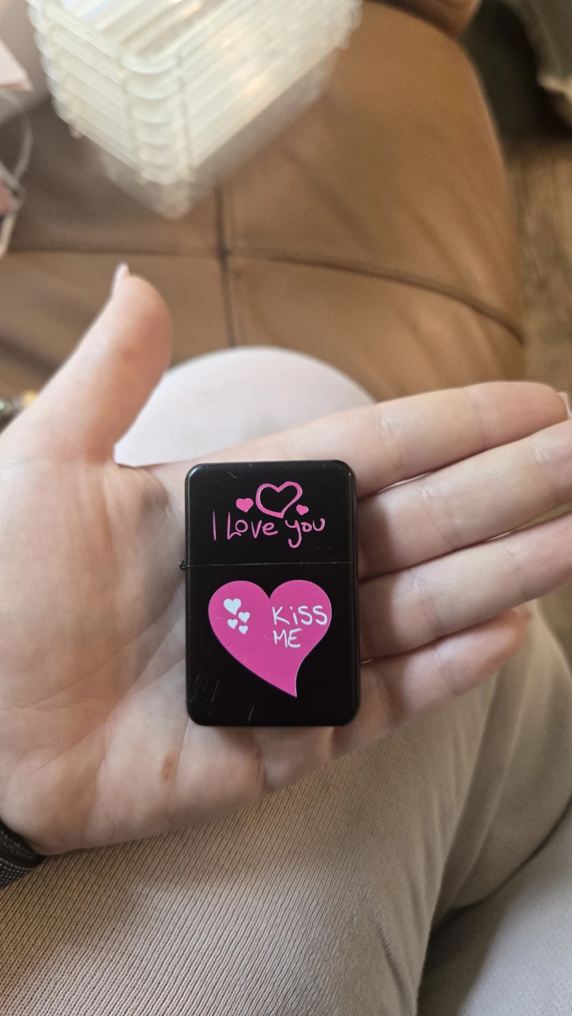 Black Lighter with Pink Heart Design