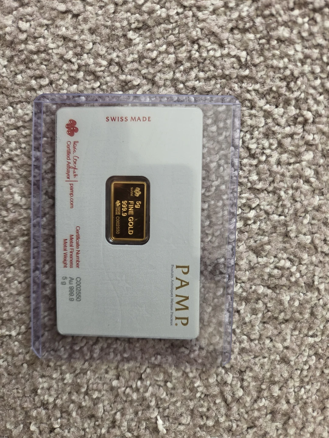 PAMP Suisse 5g Fine Gold Bar - The Bald Eagle - photo 2