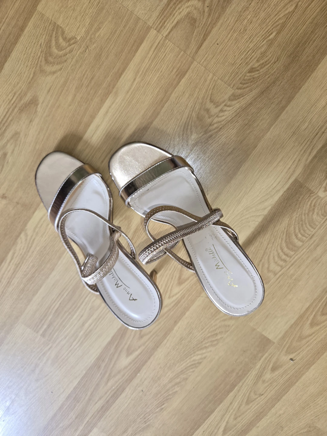 Ann Michelle Rose Gold Strappy Heels Size 9 - photo 2
