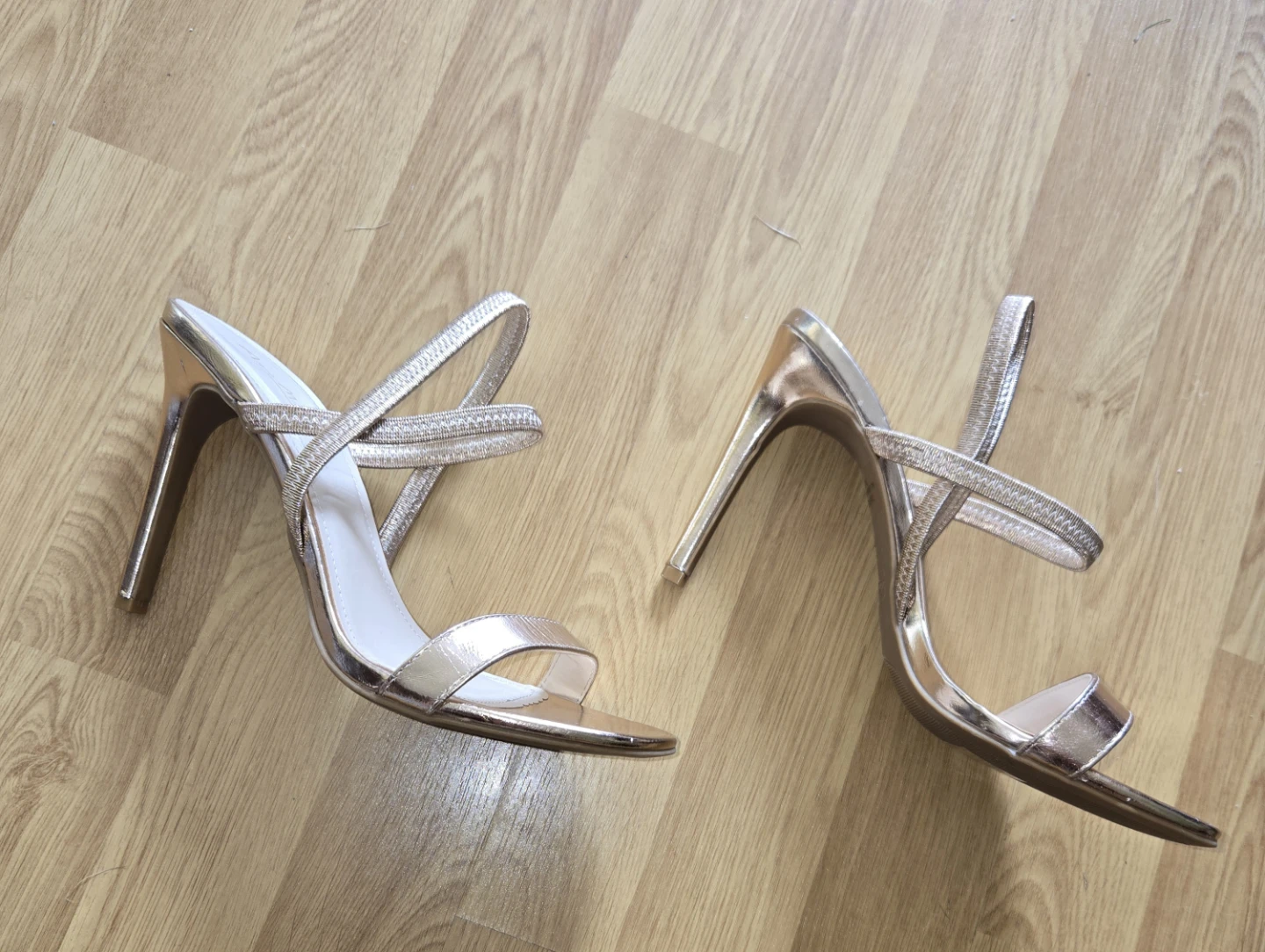 Ann Michelle Rose Gold Strappy Heels Size 9 - photo 4