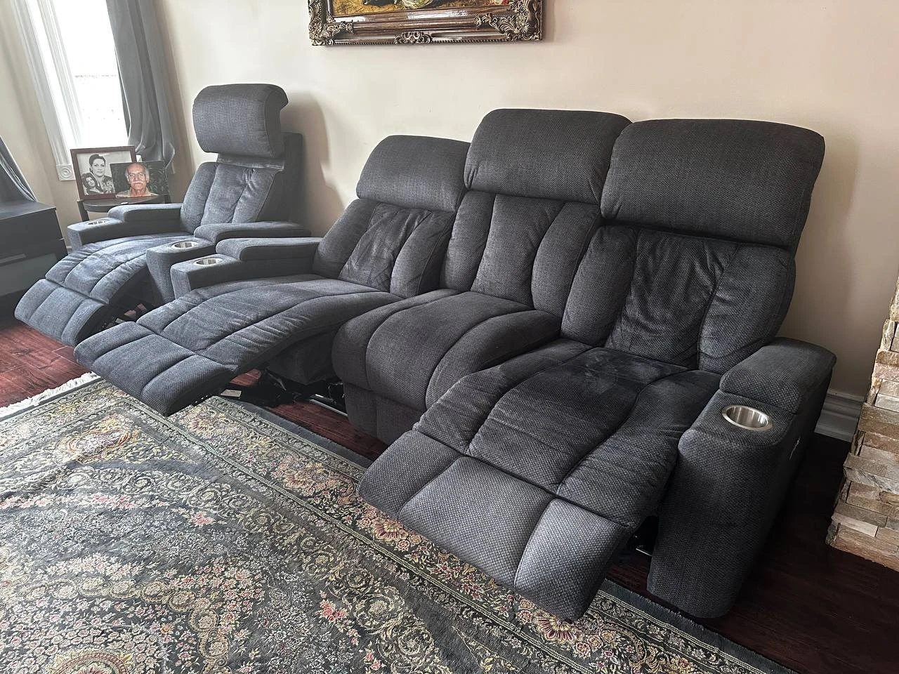 URGENT SELL, Grey Reclining Sofa Set – Very Comfortable, OBO - photo 3