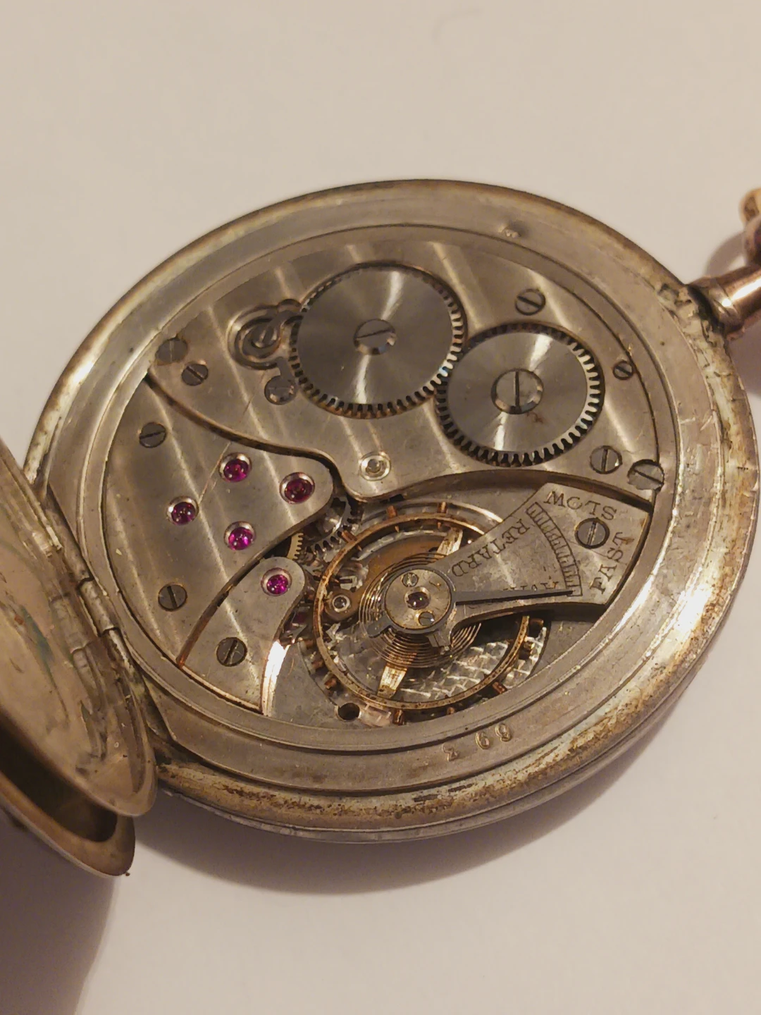 1910. ANTIQUE 900 SILVER 19 Rubis GrandPrixBruxelles PocketWatch - photo 5