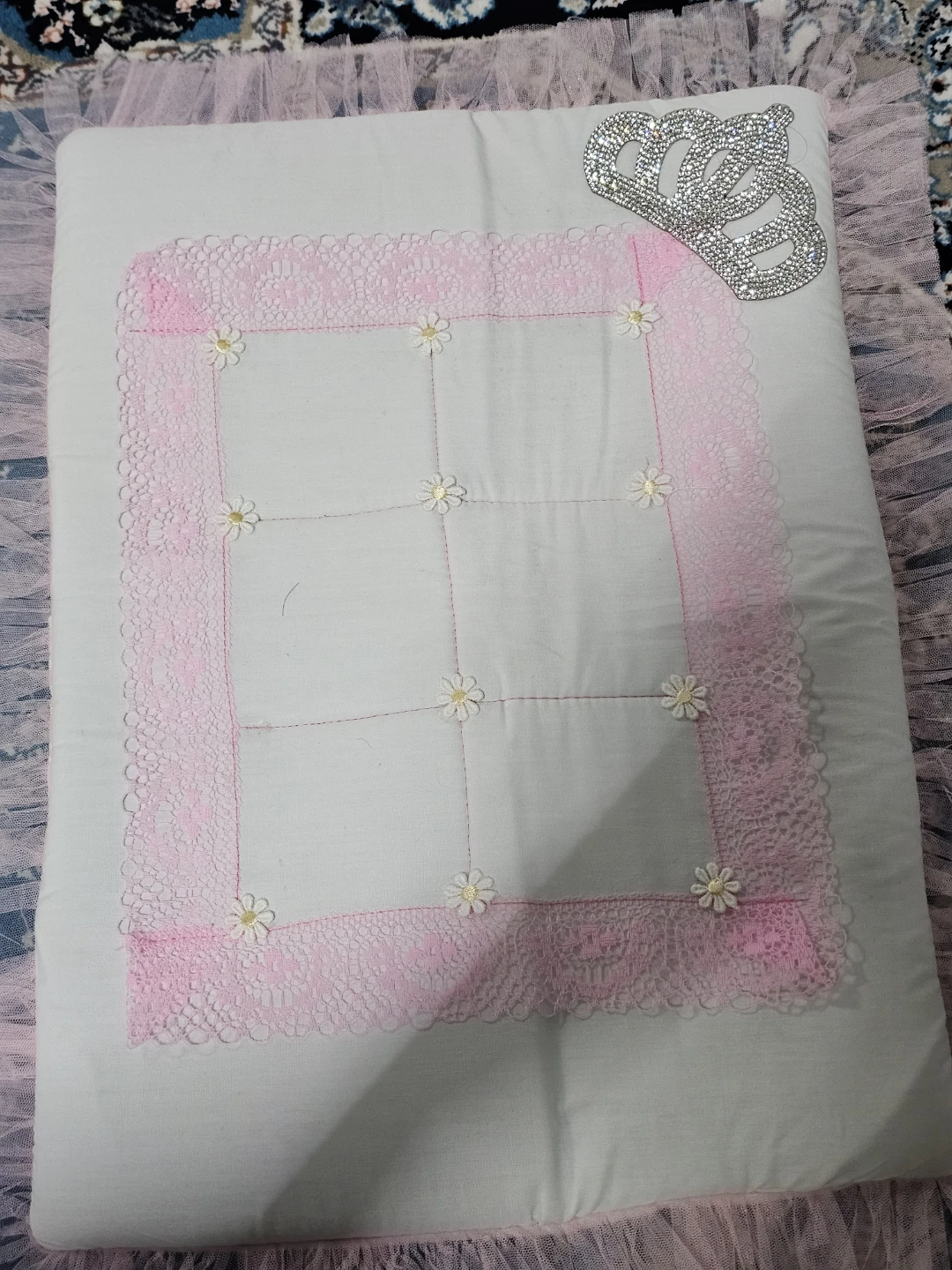 Baby Receiving Blanket with Crown Detail - photo 4