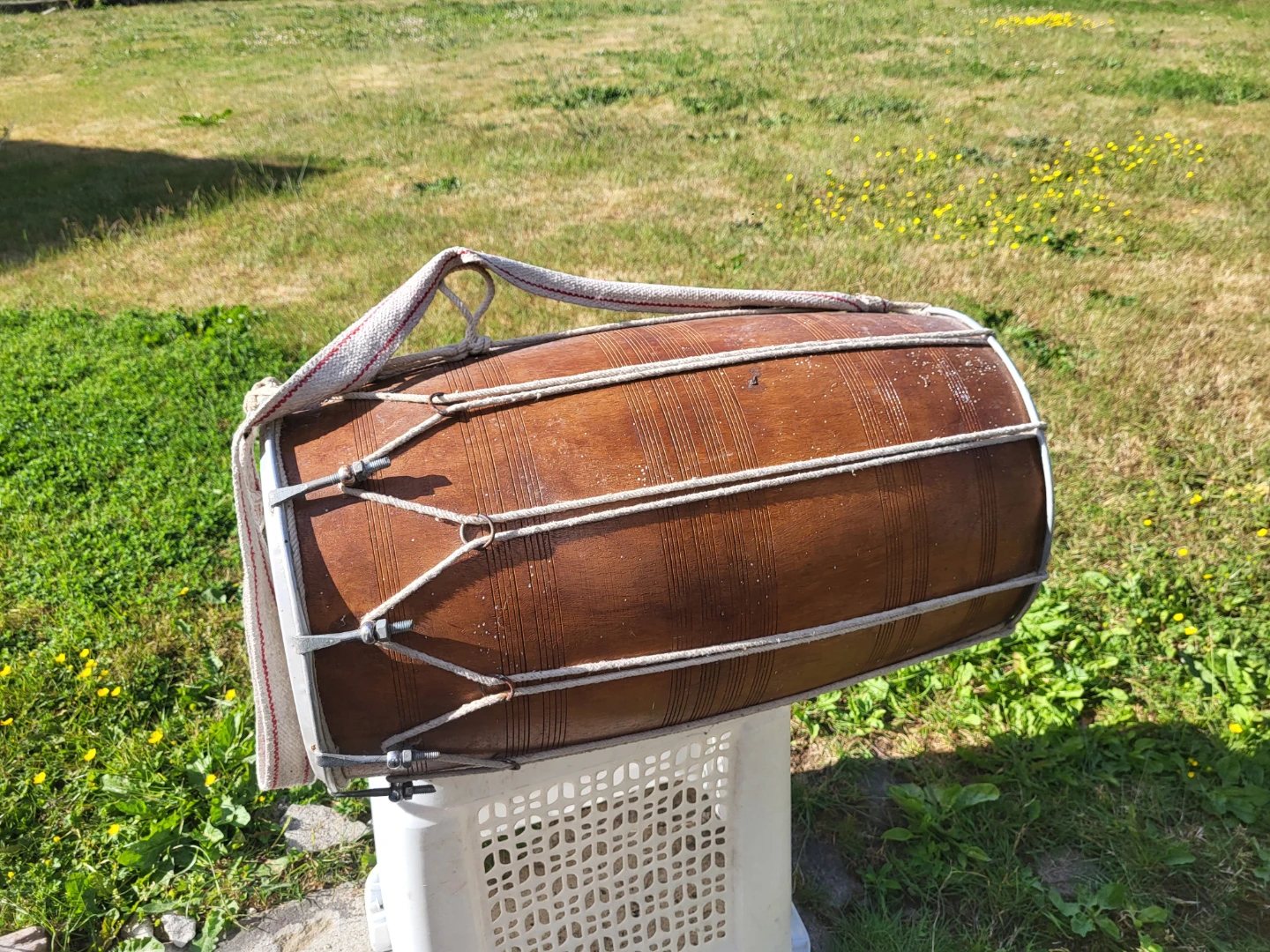 Wooden Dhol Drum with Strap - photo 2