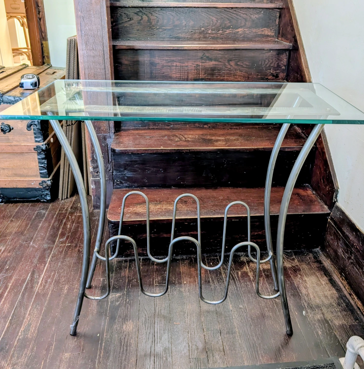 Glass Top Accent Table with Metal Frame