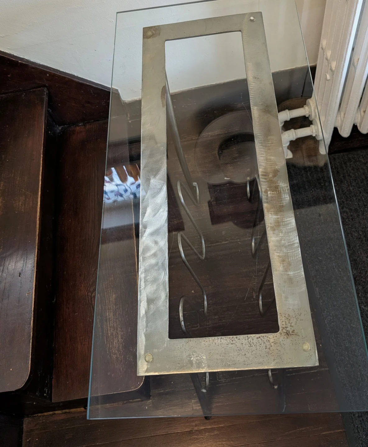 Glass Top Accent Table with Metal Frame - photo 2