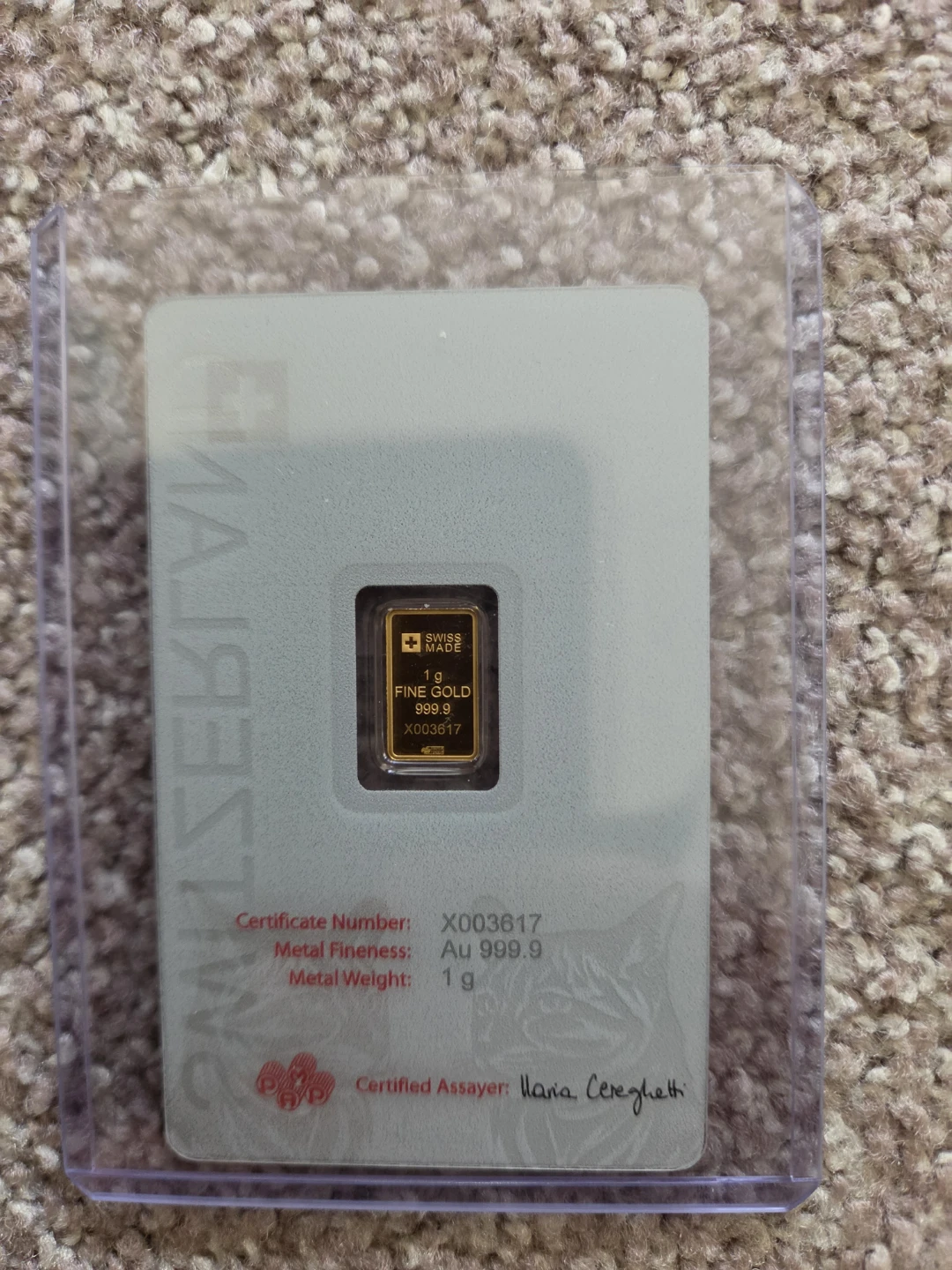 1g Fine Gold Bar - Swiss Made PAMP Cat - photo 2