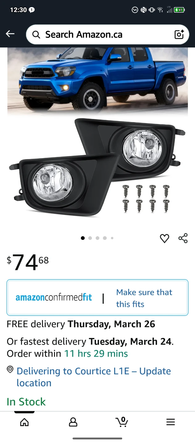 Pair of Fog Lights for 2012-2015 Toyota Tacoma - photo 2