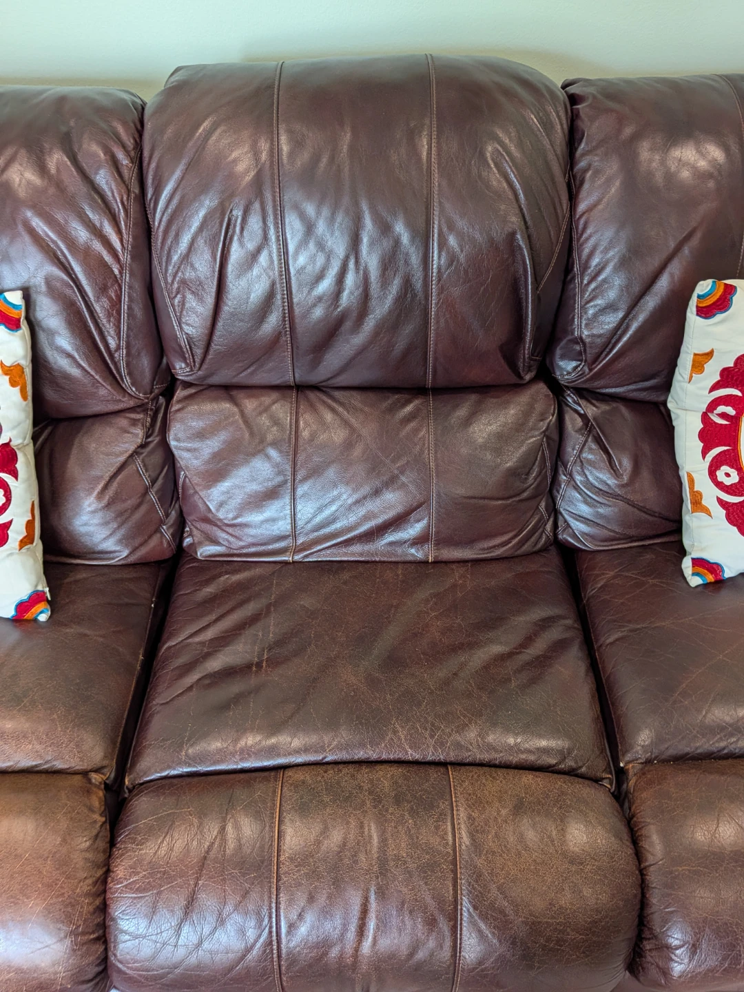 Brown Leather 3-Seater Recliner Sofa + Recliner Swivel Chair - photo 3