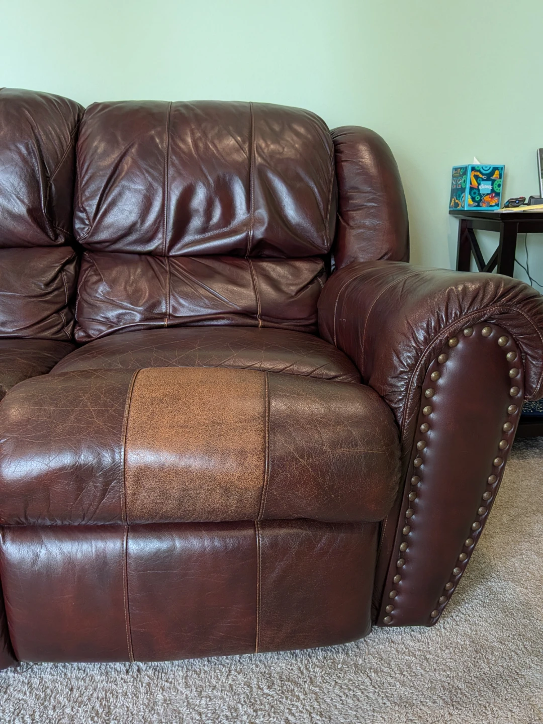 Brown Leather 3-Seater Recliner Sofa + Recliner Swivel Chair - photo 4