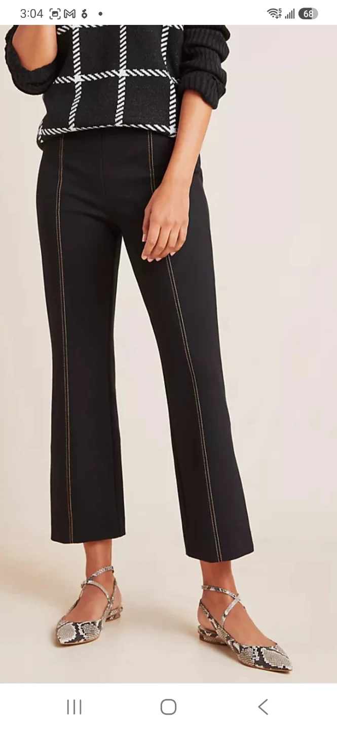Anthropologie Essential Crop Flare Pants - Black - Size M