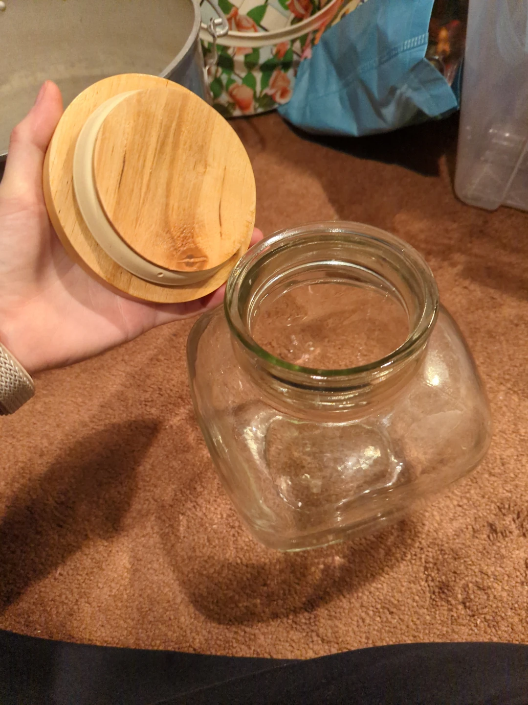 Glass Storage Jar with Wooden Lid - photo 2