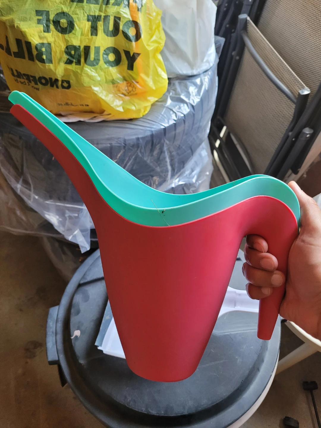 2 Plastic Watering Can - Red and Teal