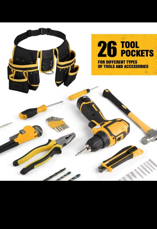 Black and Yellow Tool Belt with 26 Pockets - photo 3