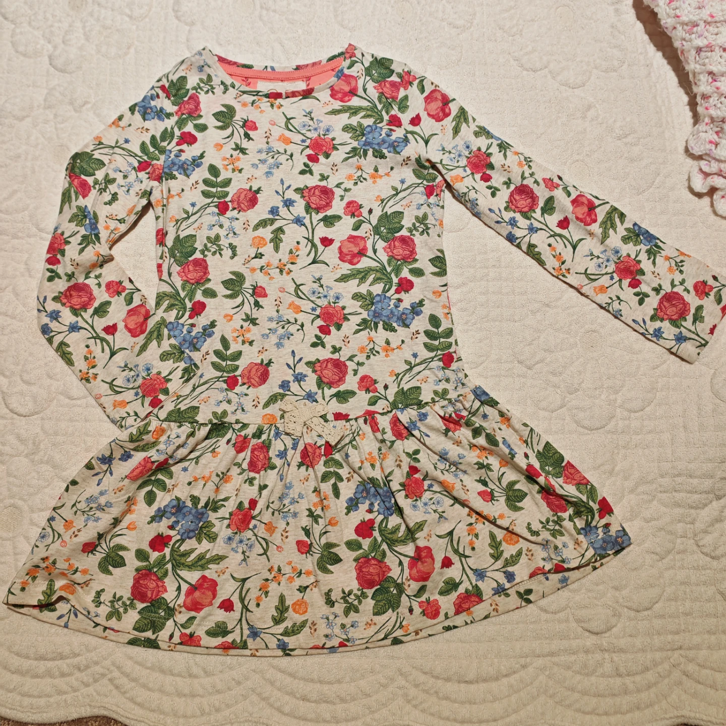 Girls' Floral Print Long Sleeve Dress - photo 2