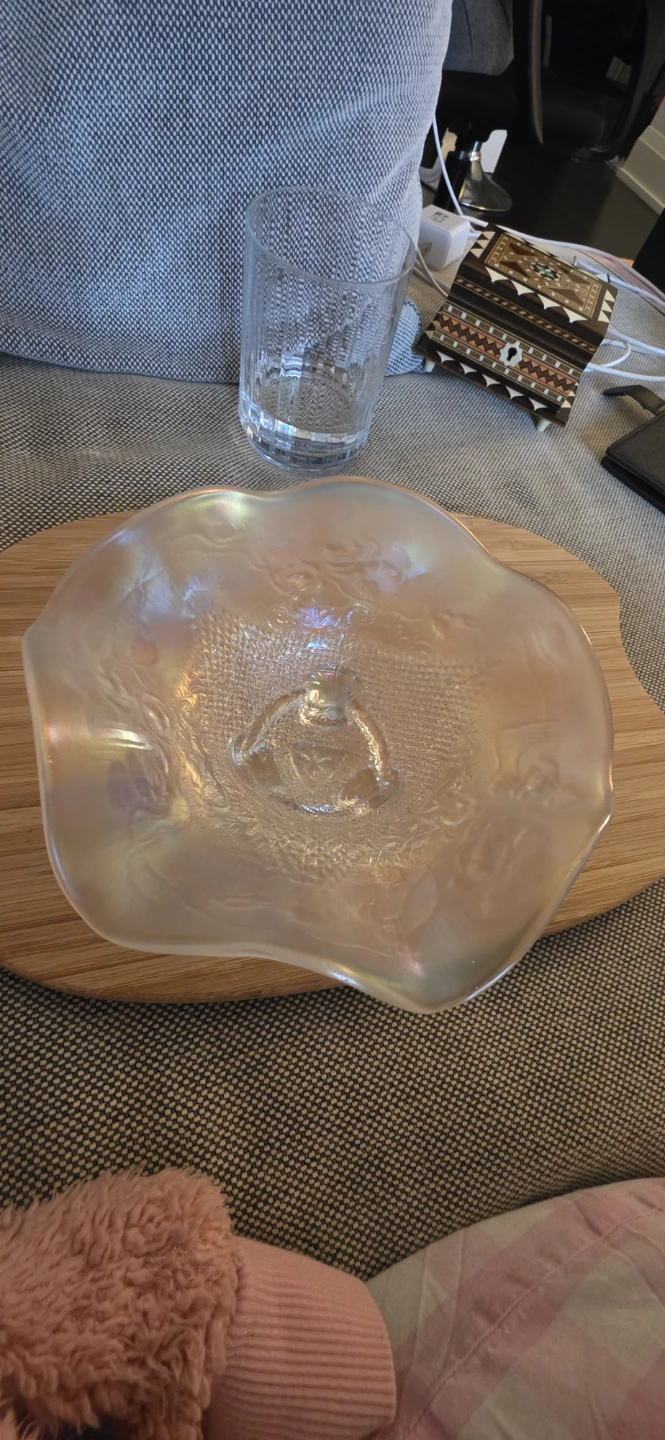 Iridescent Glass Carnival Candy Dish