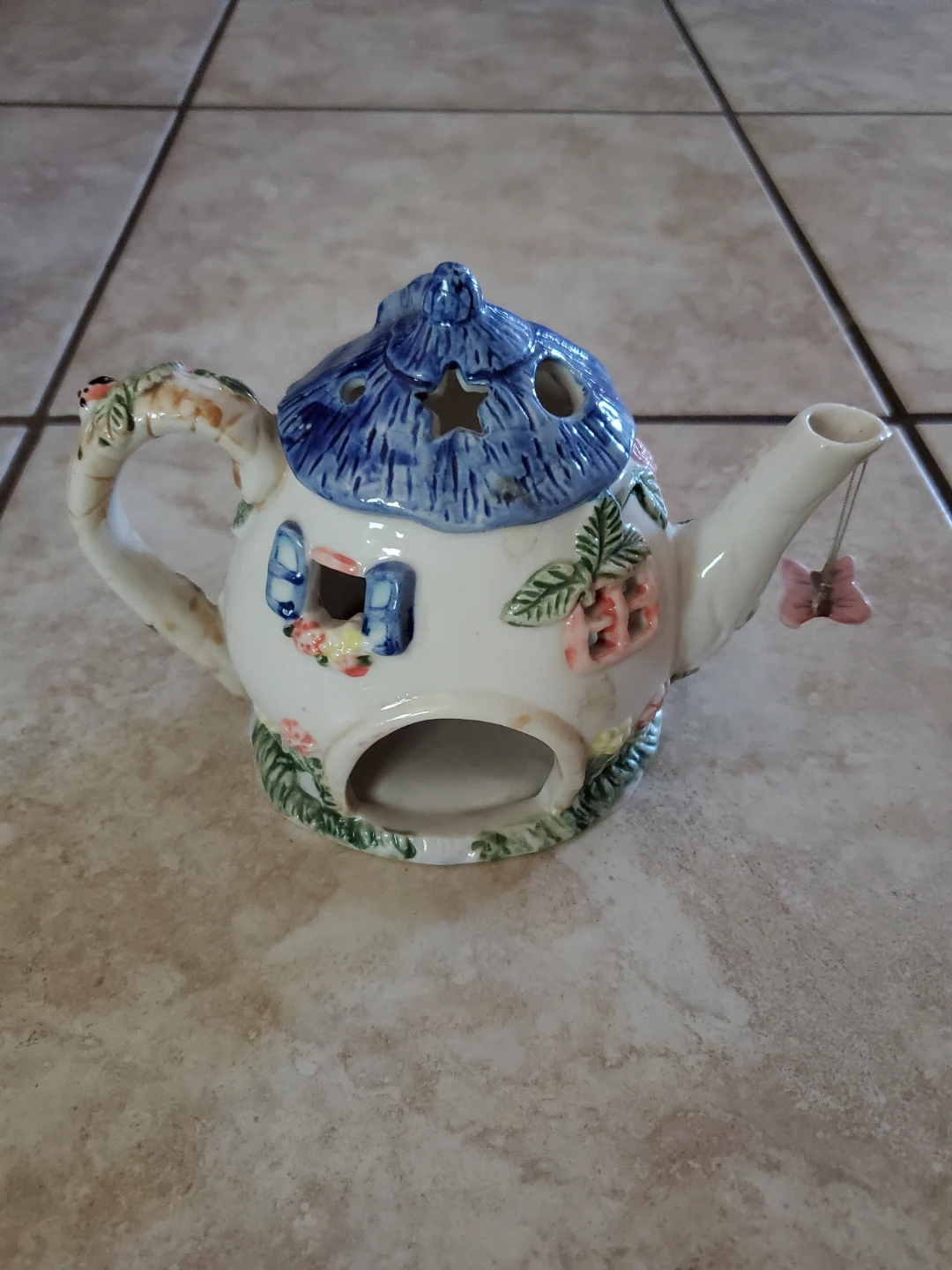 Ceramic Teapot House Candle Holder