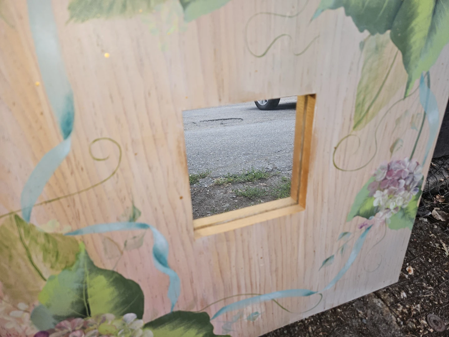 Hand-painted Wooden Mirror with Hydrangeas - photo 3