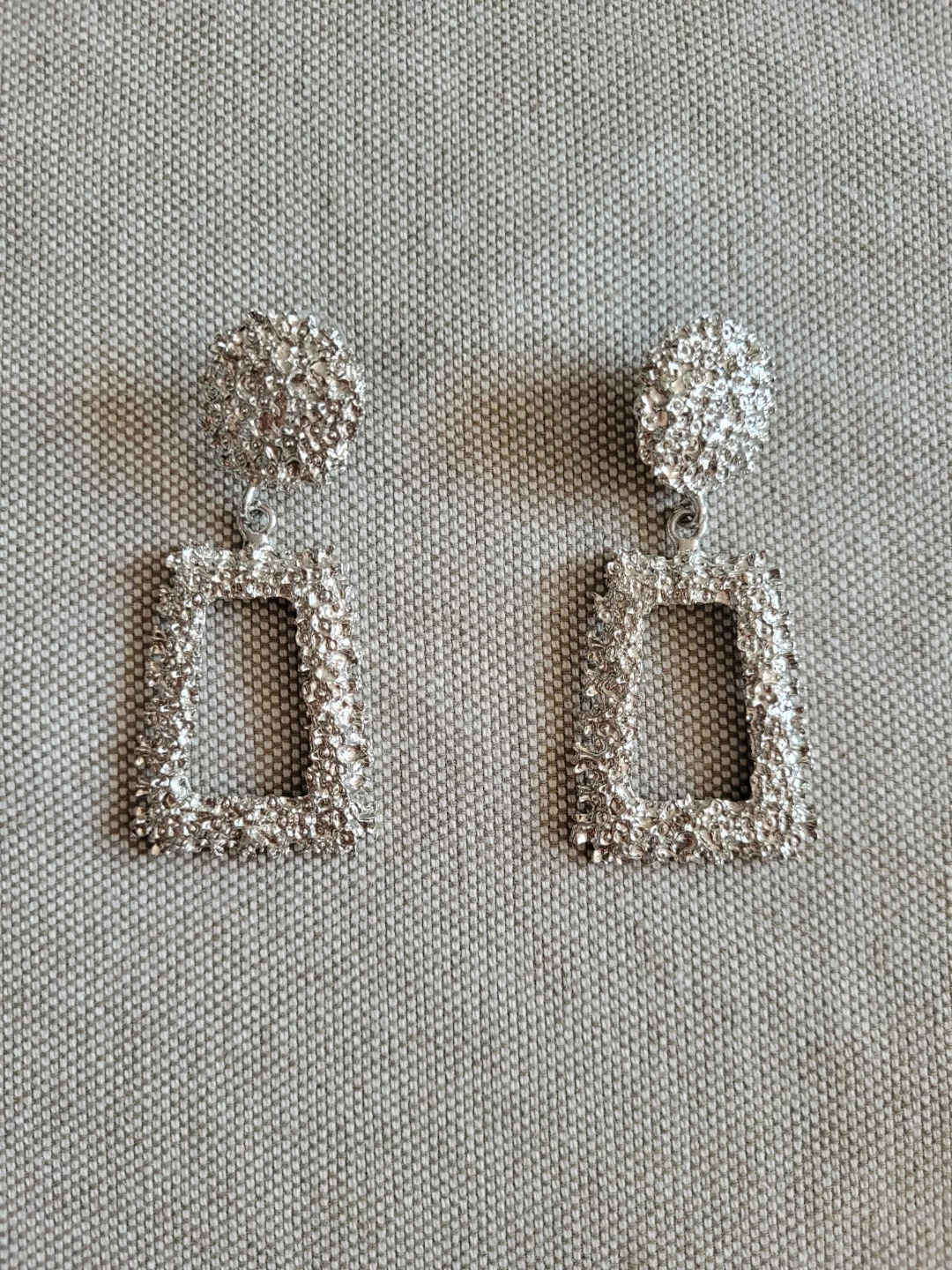 Silver Dangle Earrings with Square Frames