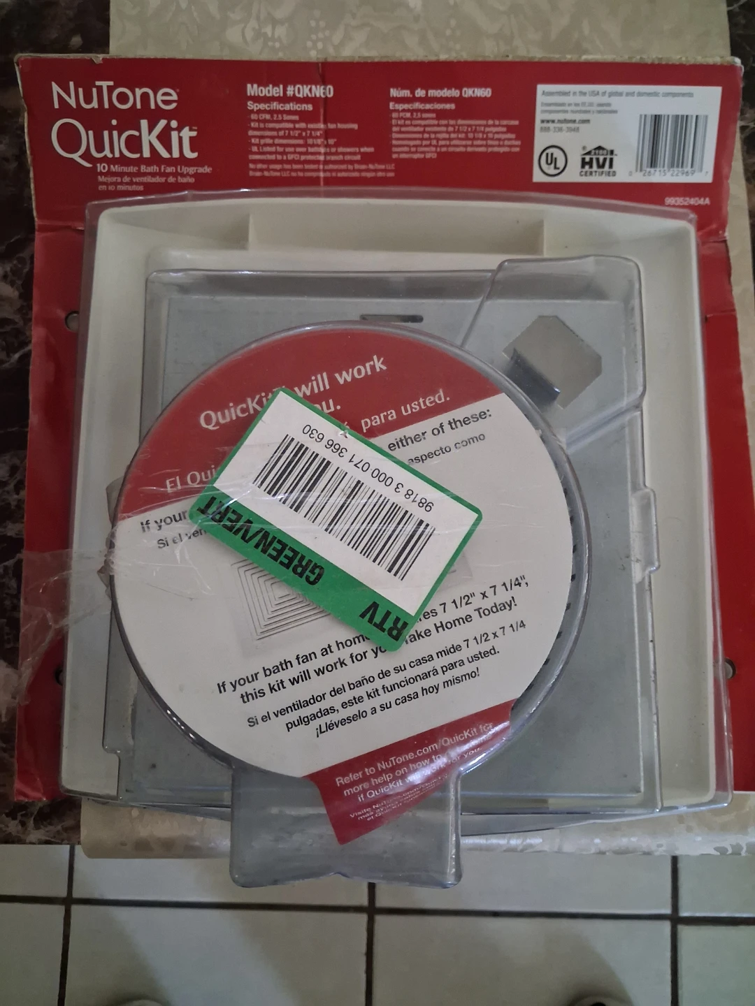 NuTone QuickKit QK60 Bath Fan Upgrade