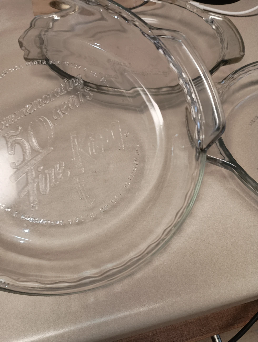 Anchor Fire-King "Commemorating 50 Years" Glass Pie Plate - photo 2