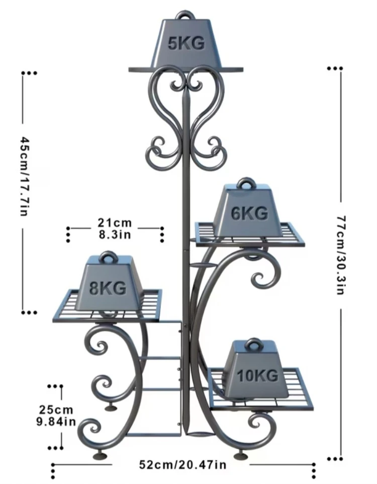 Black Metal 4-Tier Plant Stand. NEW - photo 4