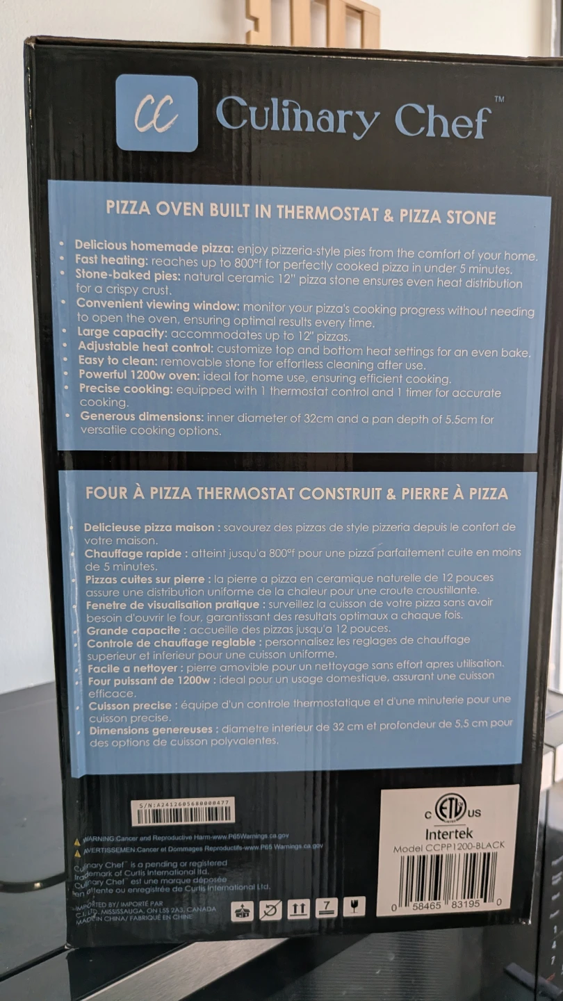 Culinary Chef Pizza Oven with Thermostat & Pizza Stone - photo 5