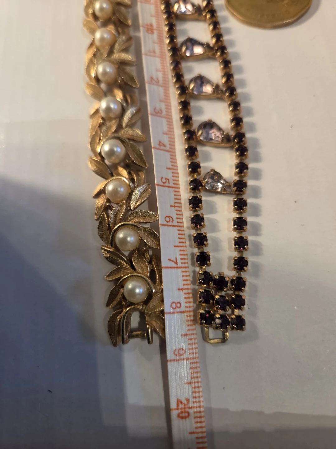 Vintage Pearl Leaf & Purple Crystal Bracelets - photo 4