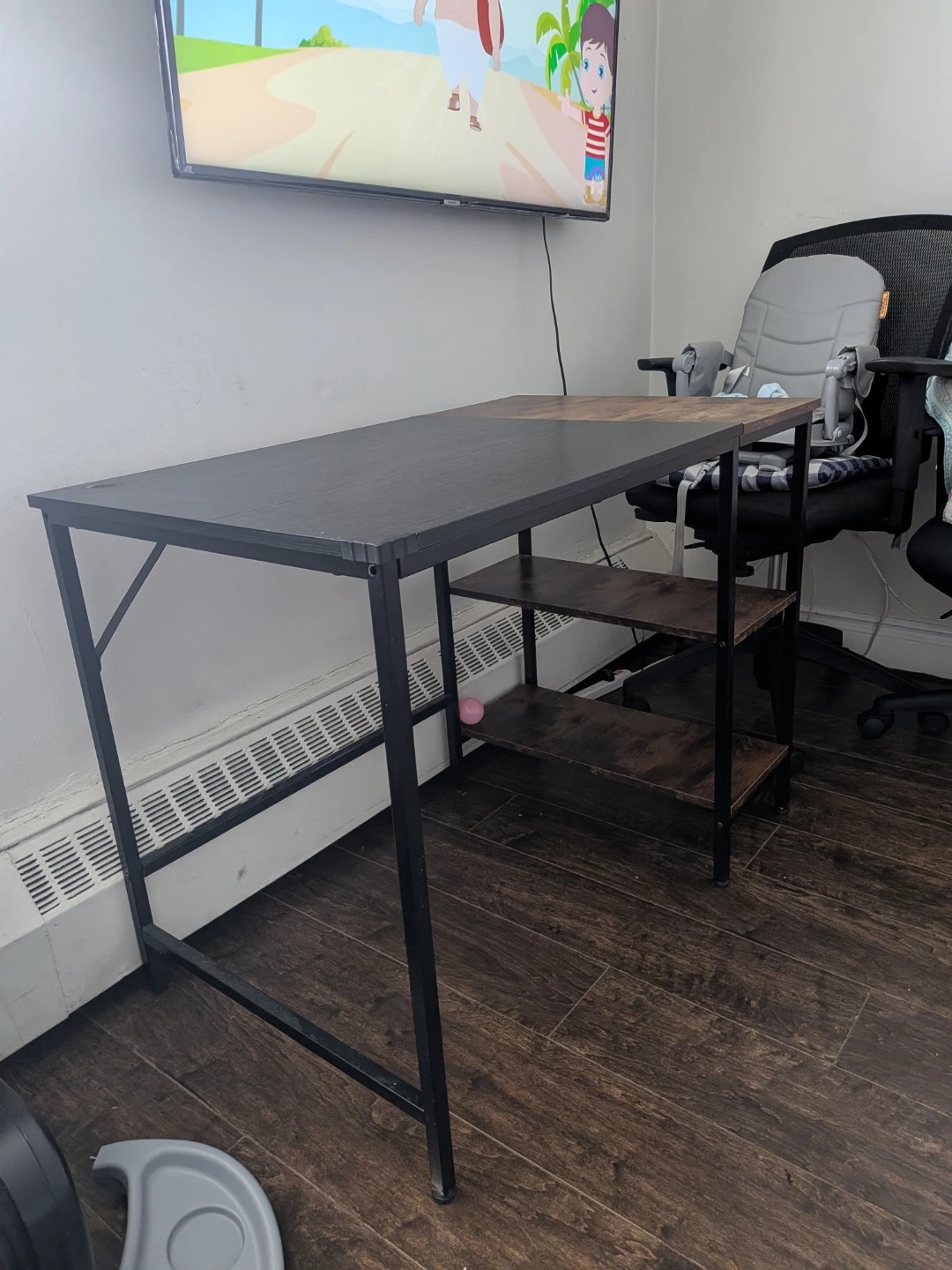 Two-Tone computer-office Desk with Shelves
