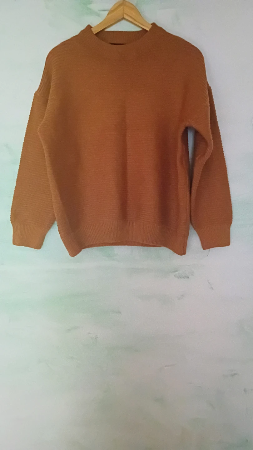 Mustard Brown Textured Knit Sweater