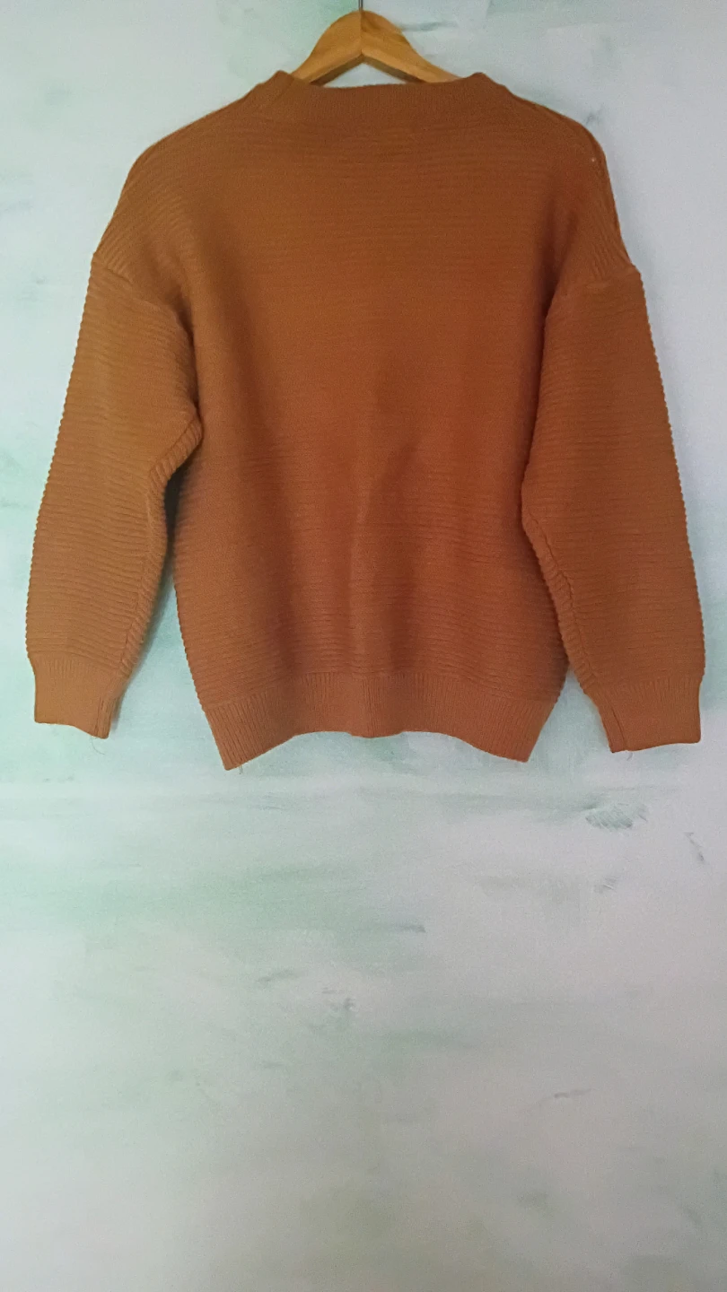 Mustard Brown Textured Knit Sweater - photo 2