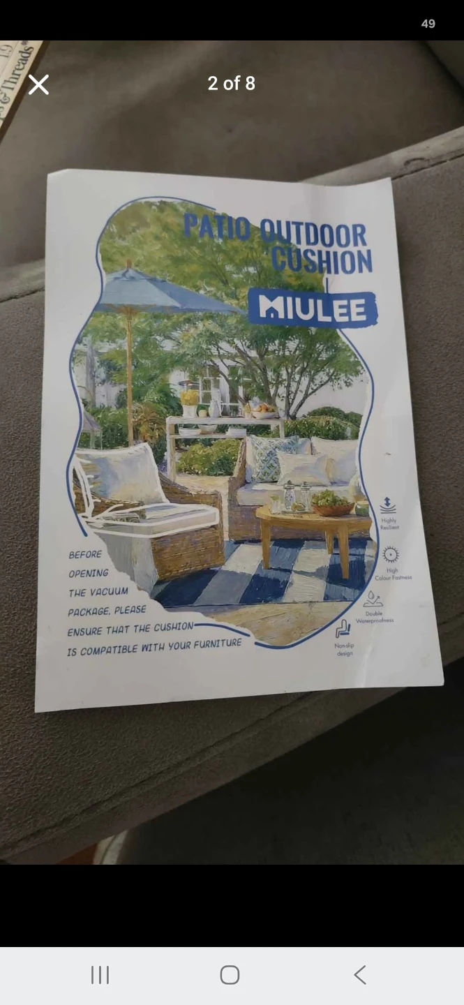 Miulee patio cushion set- back &bottom cushion new no covers. - photo 2