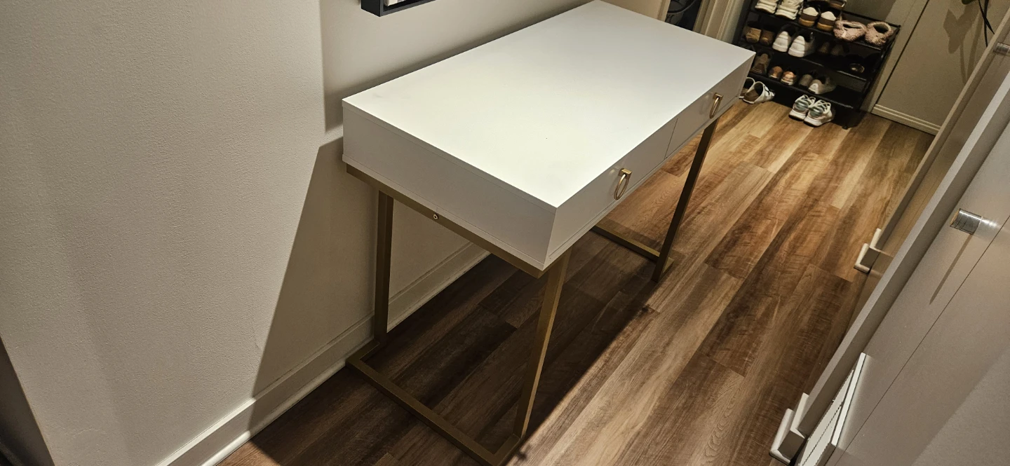 White Desk with Gold Legs - photo 2