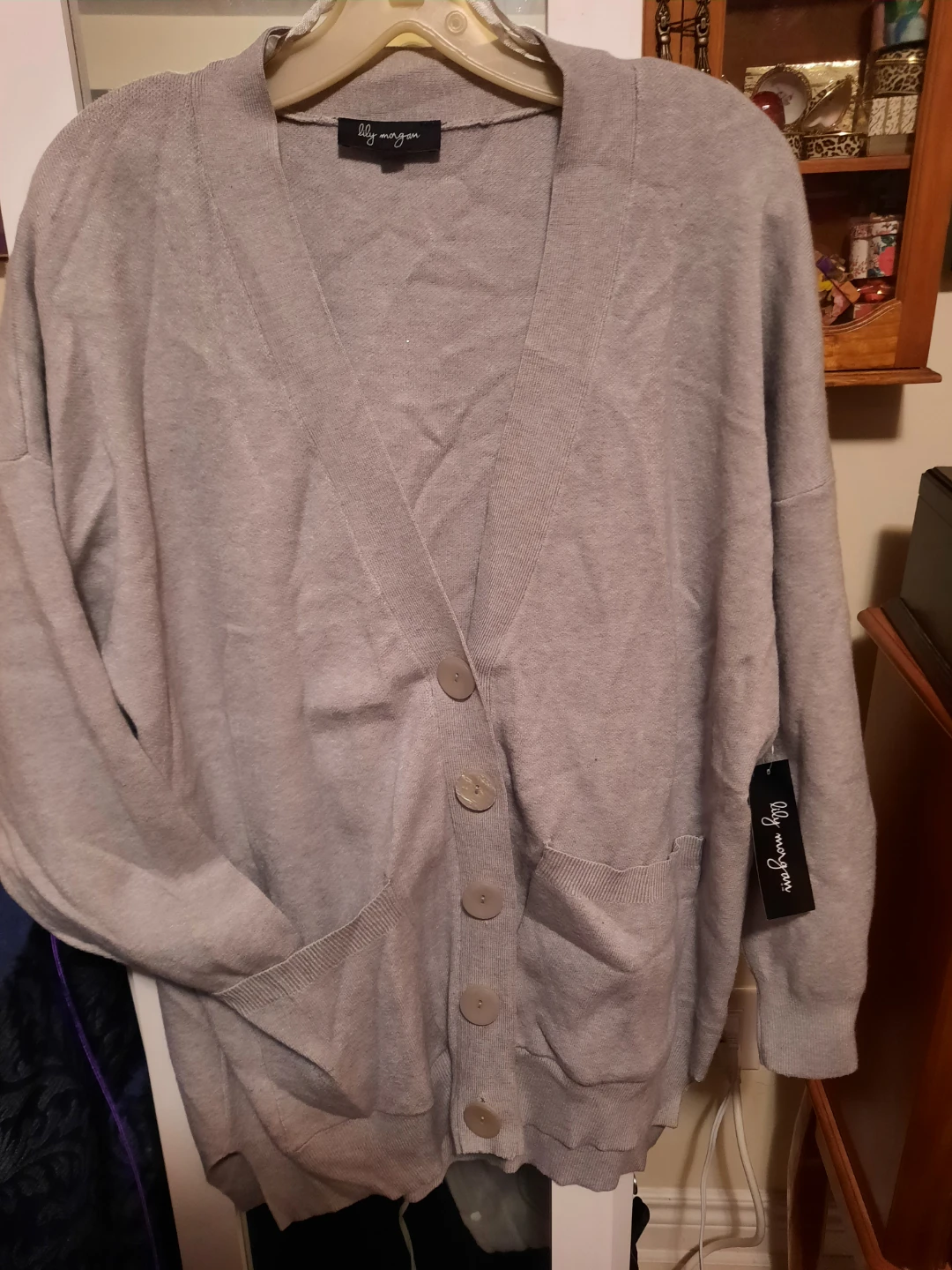 NWT LILY MORGAN Grey button front Cardigan plus size 3X
