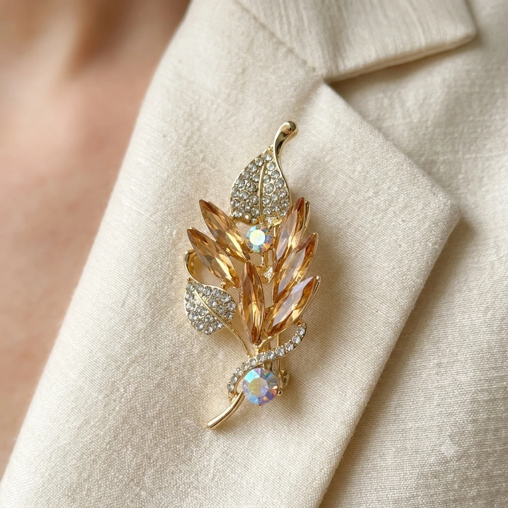 ✨ Champagne Gold Leaf Brooch by Rabloo Accessories - photo 3