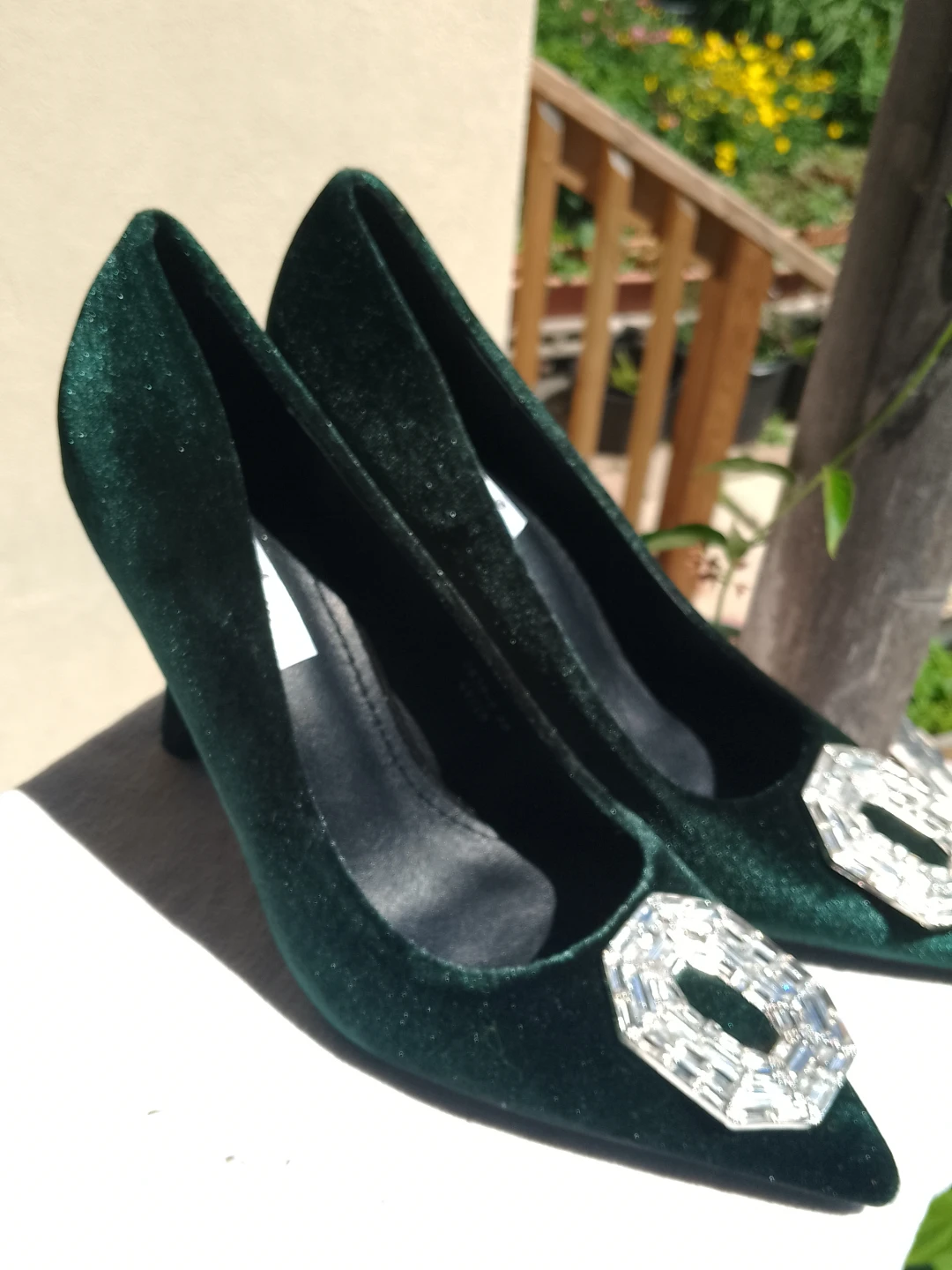 Sweet Shoes Women's Velvet Heels with Jewel Embellishments - photo 4