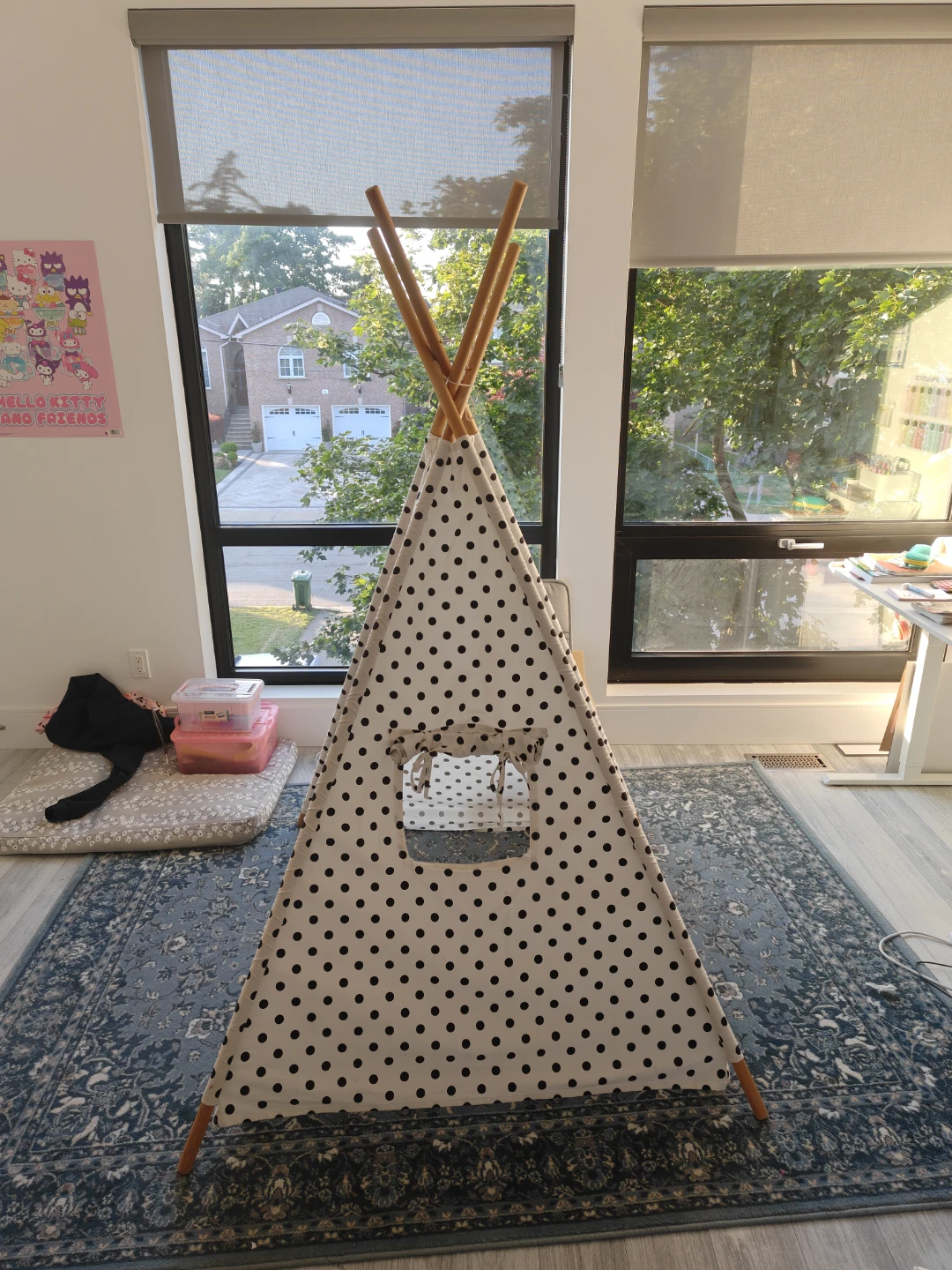 Children's Teepee Tent - Black and White Polka Dot - photo 2