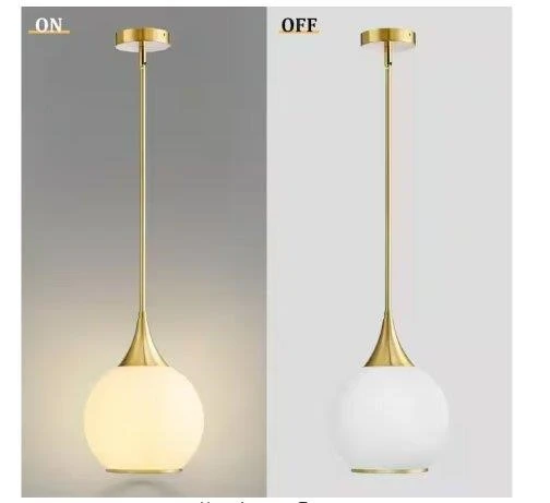 Brass & White Glass Pendant Light Fixture - photo 2