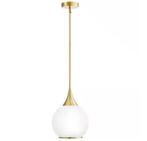 Brass & White Glass Pendant Light Fixture - photo 4
