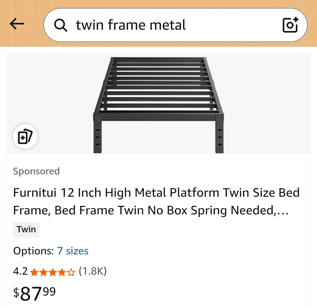 Sturdy metal twin platform bed frame