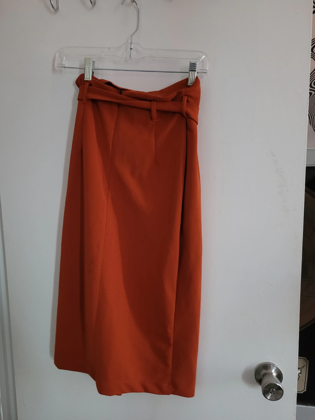 Orange High-Waisted Wrap Midi Skirt - photo 2