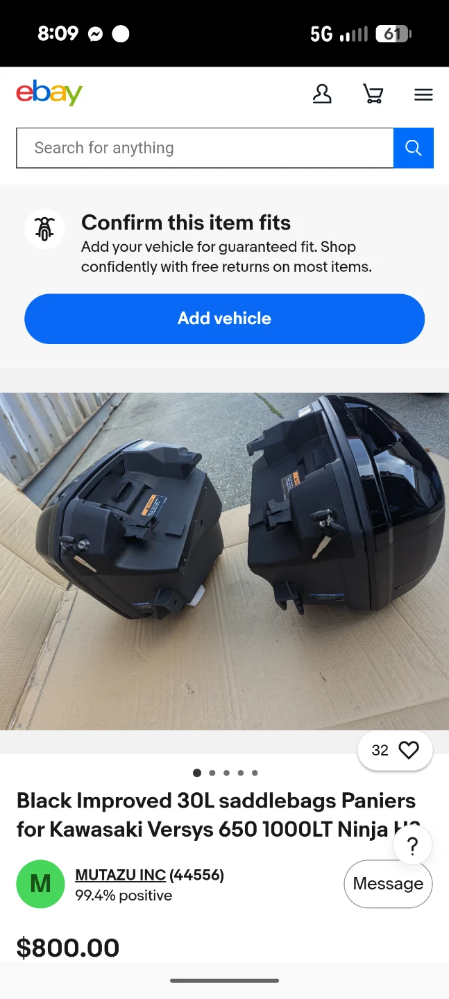 Kawasaki Black Saddlebags Panniers - photo 2