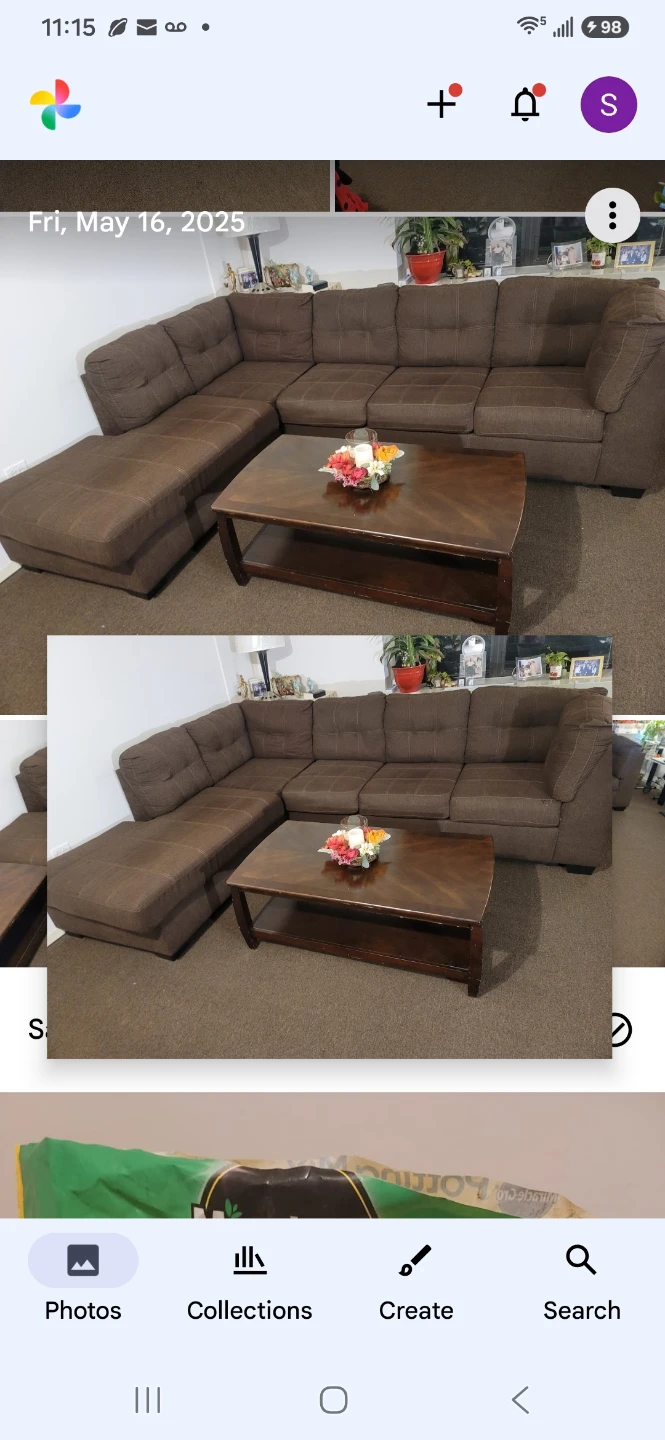 Brown Sectional Sofa with Chaise - photo 2