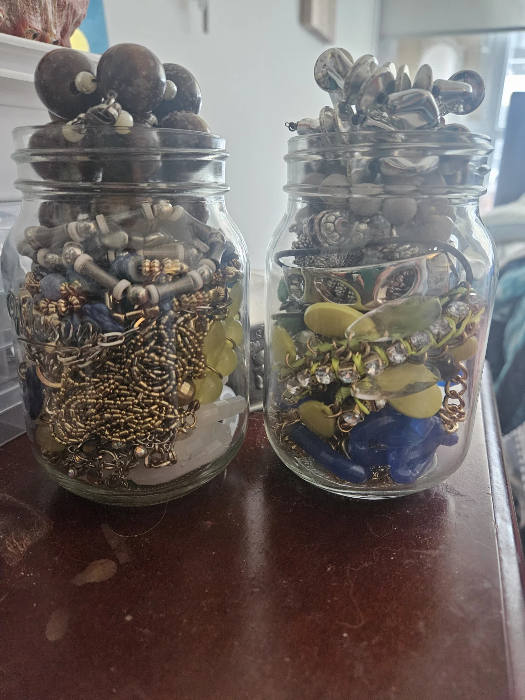 Assorted Jewellery in Mason Jars